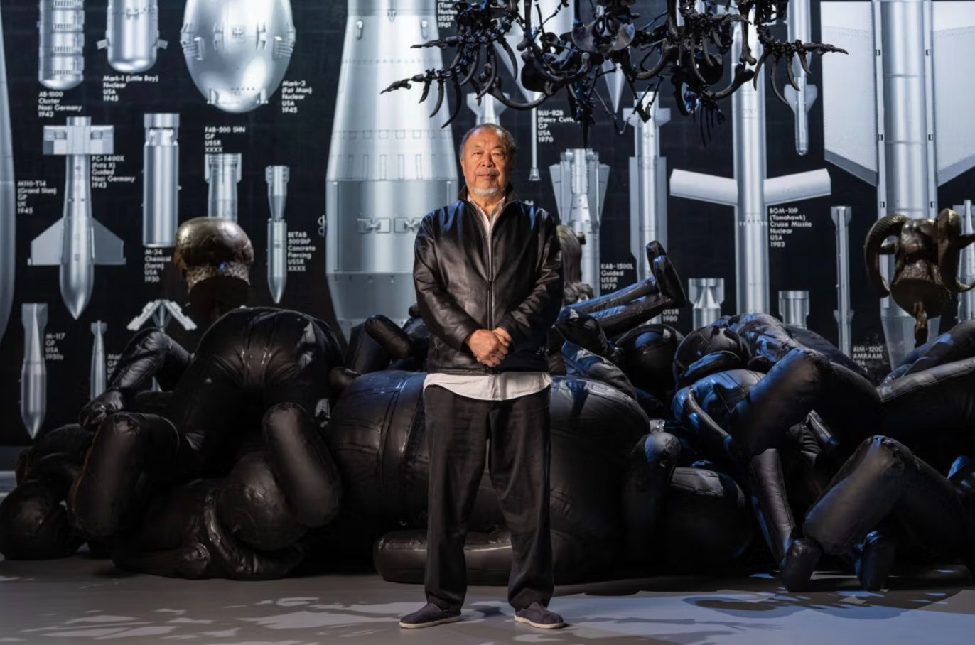 Ai Weiwei in front of the new, large-scale commission History of Bombs