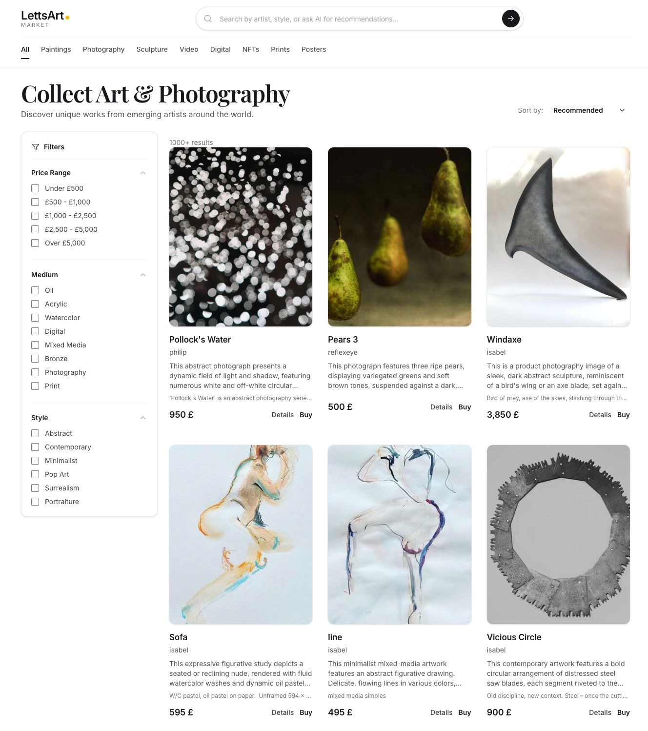 Pricing is critical, especially as priced art goes directly on to LettsArt Market!